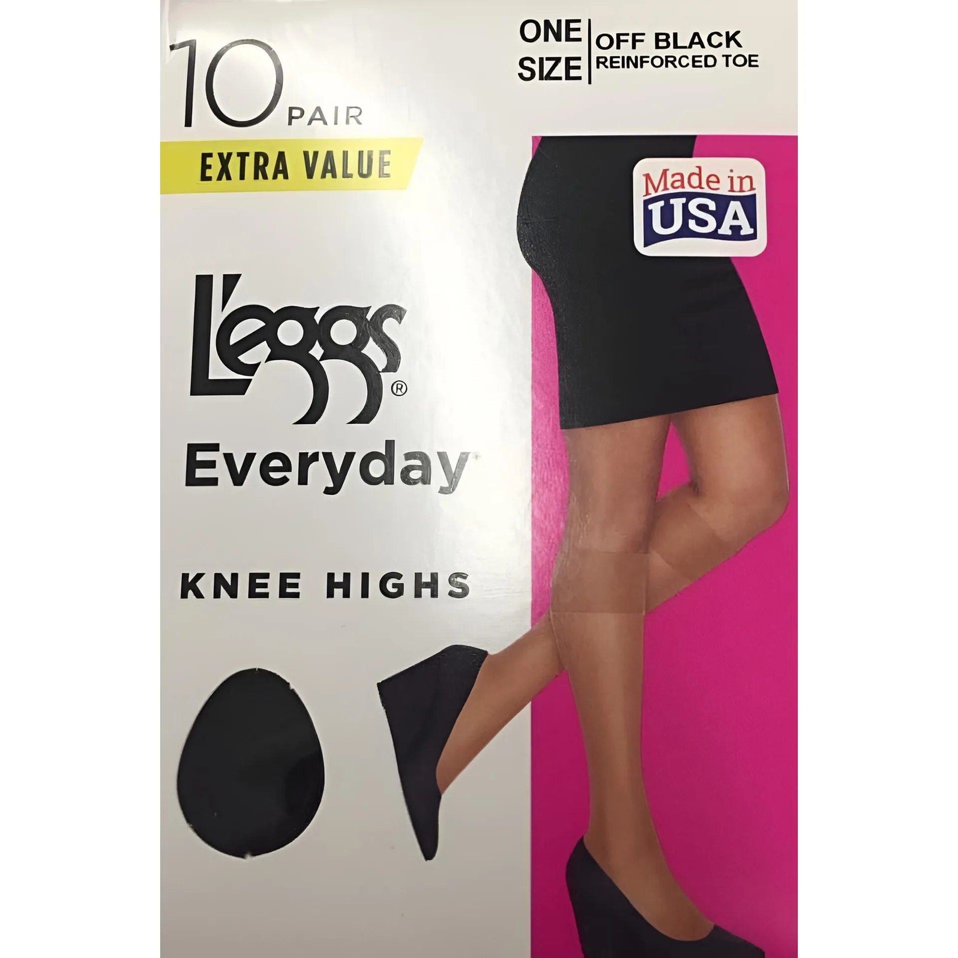 Hanes L'eggs Women's Everyday Knee Highs | 10 Pair | One Size | Off Black