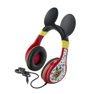Mickey Mouse Kids Headphones for Kids Adjustable Stereo Tangle-Free 3.5mm Jack Wired Cord On Ear Headset for Children Parental Volume Control Safe Perfect for School Home & Travel