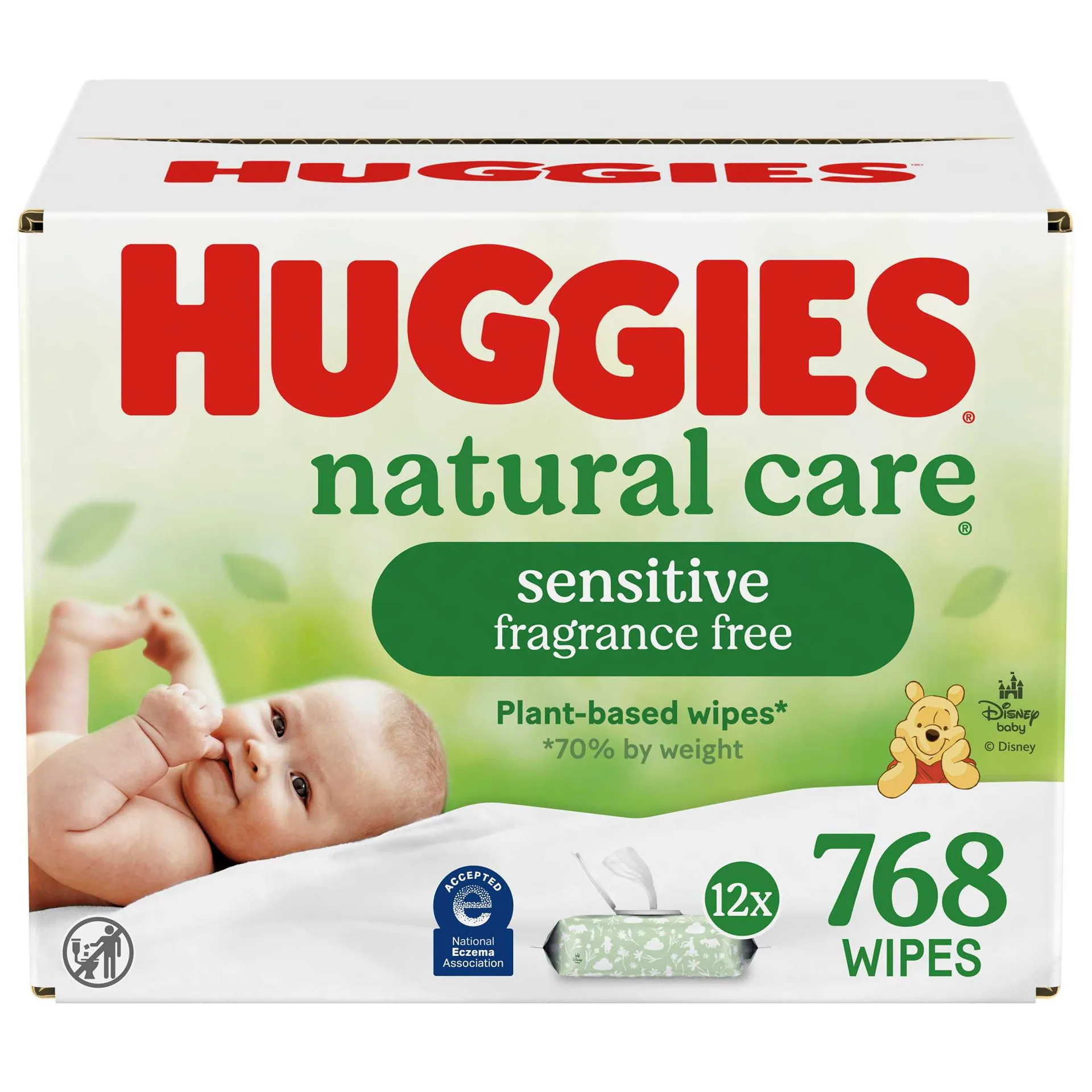 Huggies Natural Care Sensitive Baby Wipes | Unscented | 12 Flip-Top Packs | 768 Total Count (Select for More)