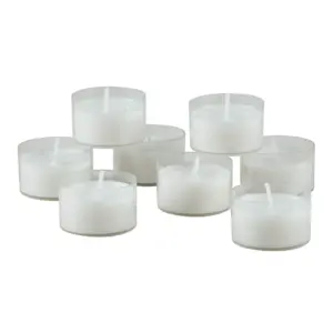 Stonebriar Velas Candelita Transparentes de Larga Duracion | sin Perfume | con Duracion de 6 a 7 Horas | Pack de 48 | Color Blanco