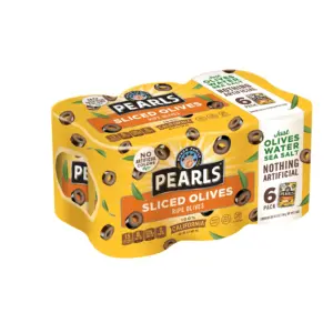 Pearls Sliced Black Ripe Olives | 6 Pack of 6.5 Ounce Cans Gluten Free | No Major Known Allergens | Single