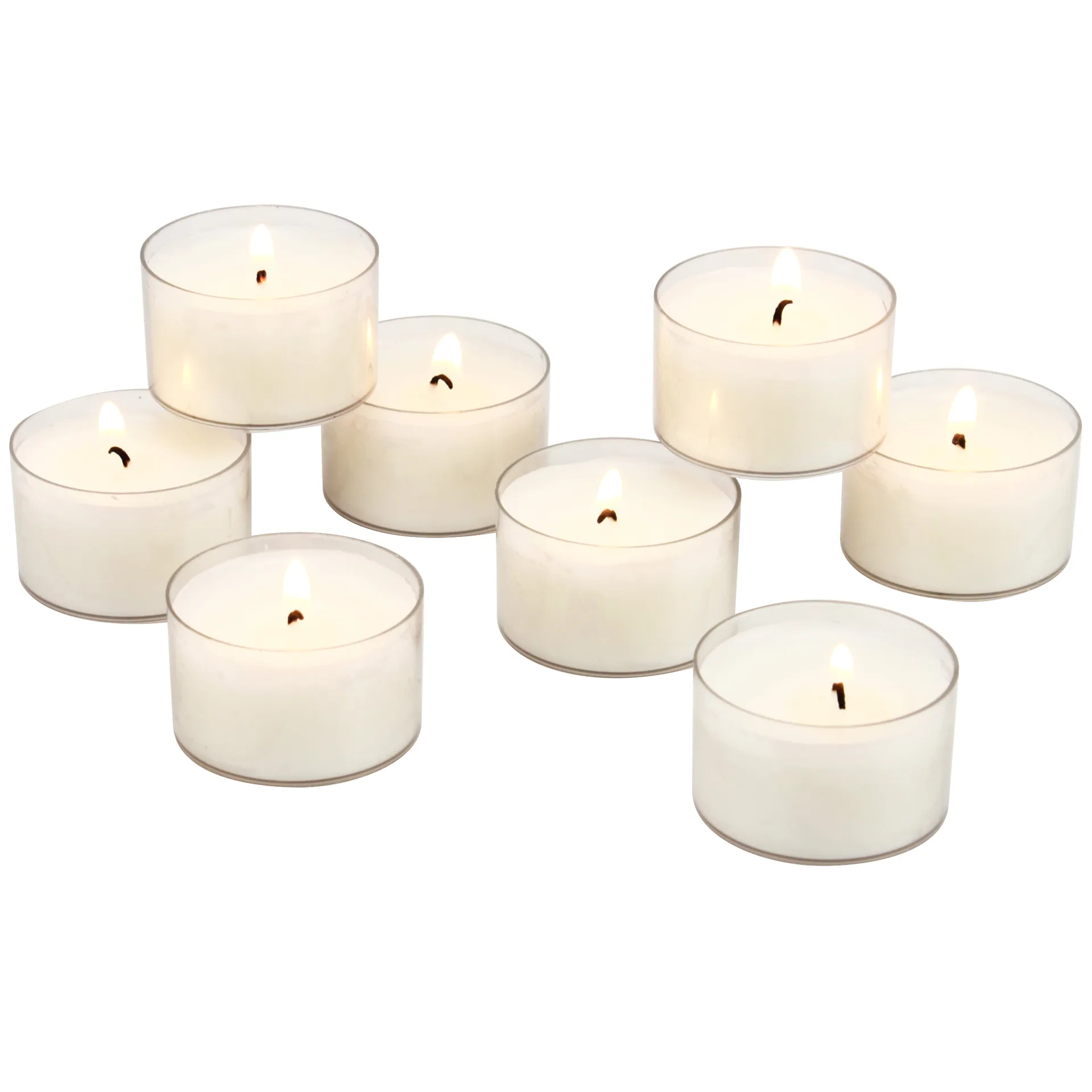 Stonebriar Unscented Long Burning Clear Cup Tealight Candles with 8 Hour Burn Time | 96 Pack | White