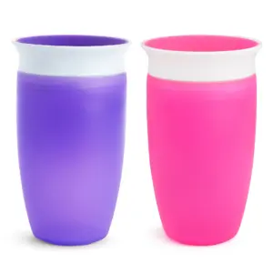 Munchkin Miracle 360 Degree Sippy Cup | 10 Ounce | Pink/Purple | 2 Pack | Pink/Purple/Multi-color | Unisex