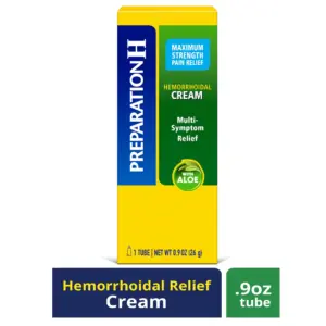 Preparation H Maximum Strength Hemorrhoid Cream With Aloe for Soothing Relief | 0.9 Ounce | 1