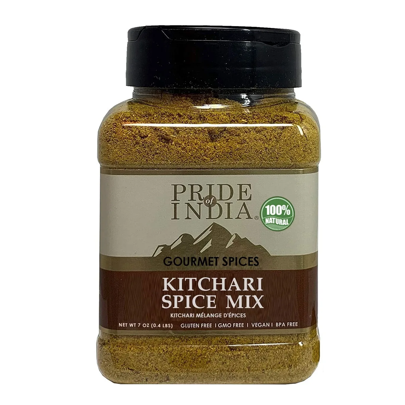 Pride of India | Kitchari Spice Seasoning – Made with Authentic Indian Spices – Good for Health Cleanse and Diet – Easy to Use – 7 Ounce. Medium Dual Sifter Jar