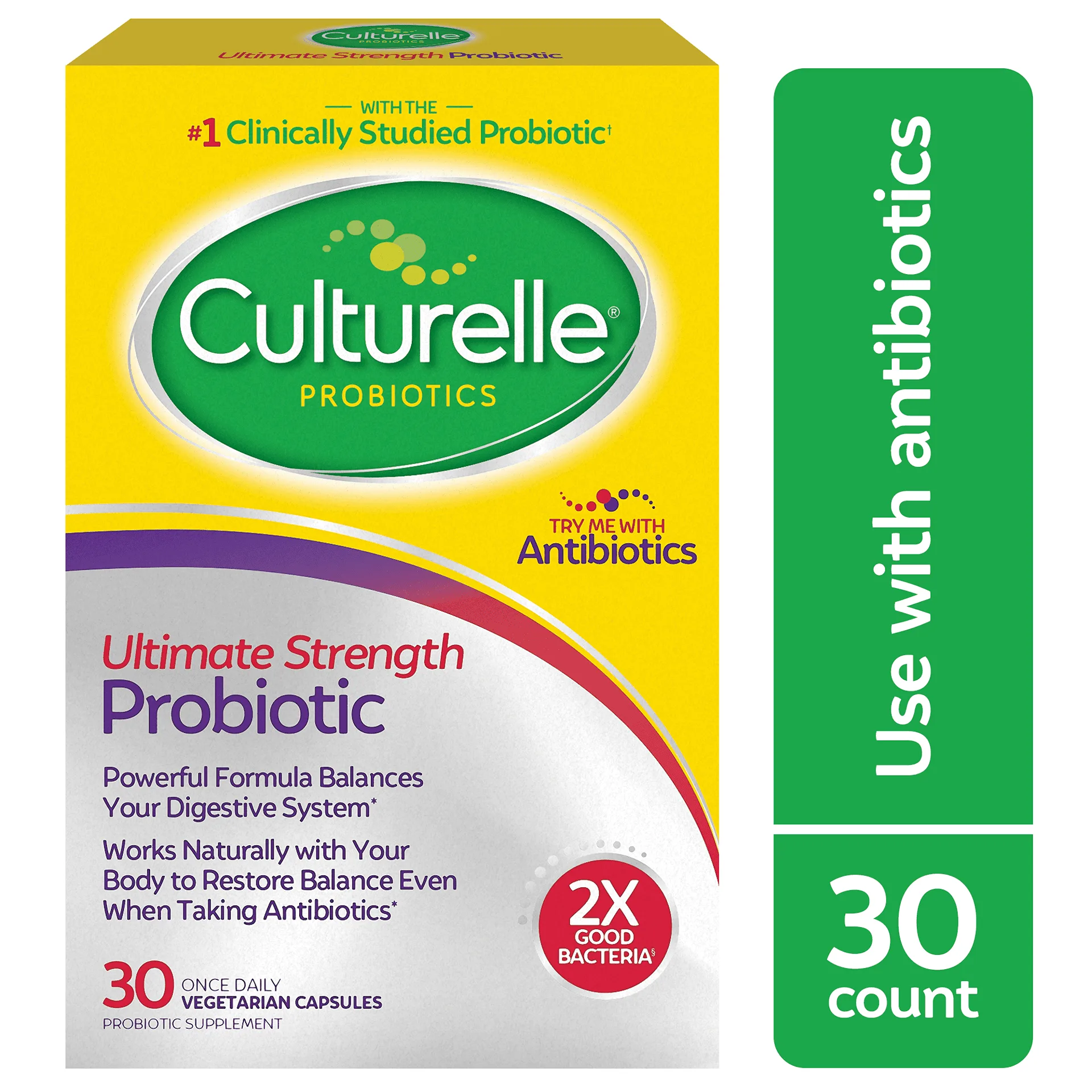 Culturelle Ultimate Strength Probiotic Supplements | Helps Digestive & Gut Health | for Men & Women | 30 Count