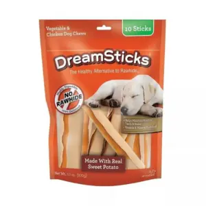 DreamBone DreamSticks Made with Real Sweet Potato | Rawhide-Free Chews for Dogs | 10 Count