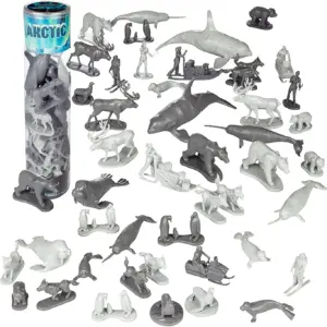 Arctic Animals Action Figure 48 pc Playset | Winter Habitat Adventure Toy Figures Featuring Polar Bears | Foxes | Seals | Penguins& More | Great for Party Favors | Pretend Play | Role Playing Games
