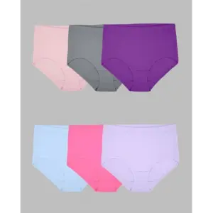 Fruit of the Loom Women's Breathable Cotton-Mesh Brief Underwear | 6 Pack | 6 m | 6 pack assorted