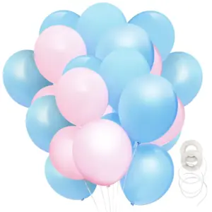 100 Pack Pink & Blue Balloons for Gender Reveal | Baby Shower | Birthday Party with 32.8 ft Ribbon (50 of Each Color | 12 Inch)