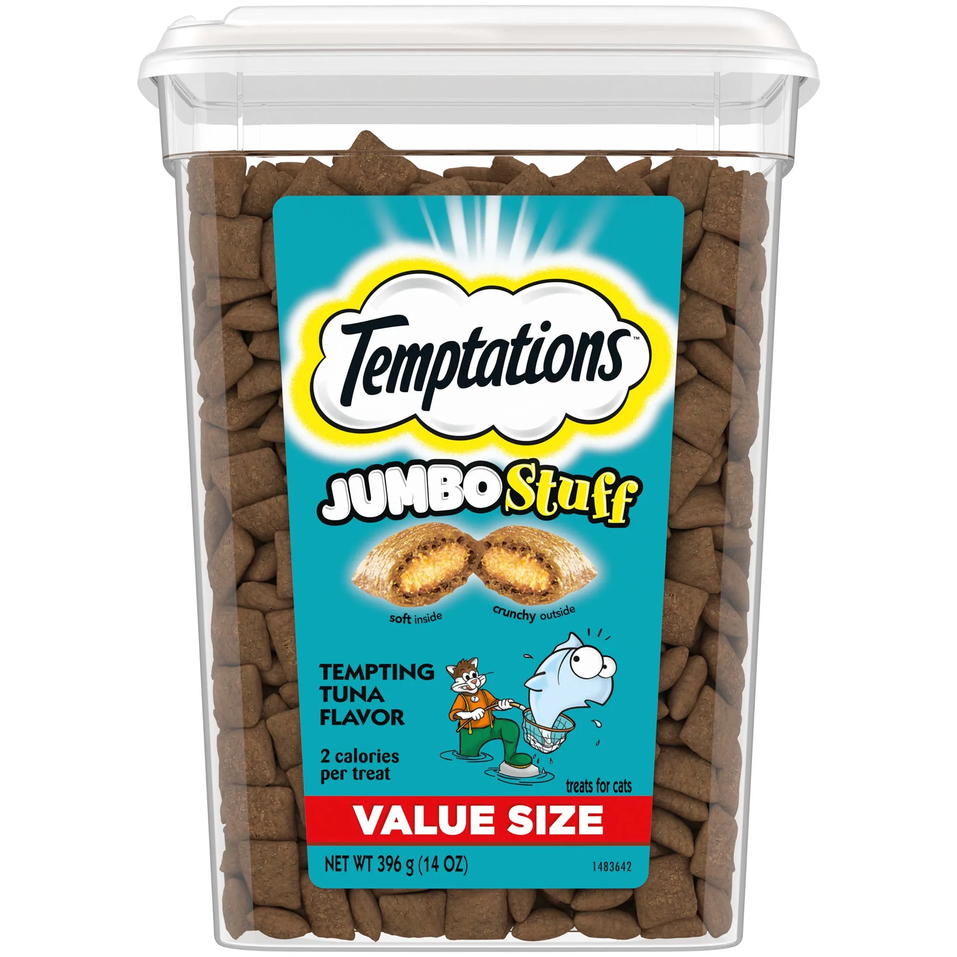 Temptations Jumbo Stuff Tempting Tuna Flavor Crunchy & Soft Treats For Cats | 14 Ounce Tub