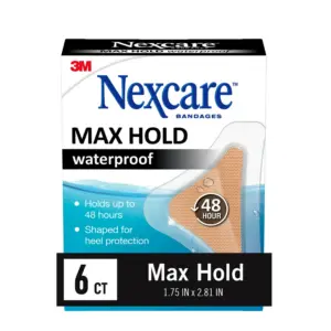 Nexcare Max-Hold Waterproof Bandages | Hand/Heel | 48 Hour Hold | 6 Count