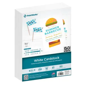Printworks White Cardstock | Standard | 67 lb. Vellum | 92 Bright | 250 sheets | 8.5 x 11 | For Office | Home and School Printing | Craft Projects (00564)