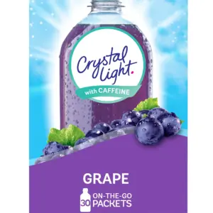 Crystal Light Grape Sugar Free Drink Mix Singles with Caffeine | 30 ct On-the-Go Packets