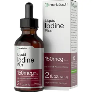 Liquid Iodine Drops | 2 fl Ounce | 150mcg | Vegetarian Tincture | by Horbaach