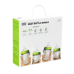 Comotomo Baby Bottle Bundle | Green | (7 Piece Set)