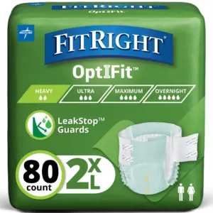 FitRight OptiFit Extra Briefs with Tabs | Adult Incontinence Brief | Moderate Absorbency | Large | 44-56 | 80 Count | L