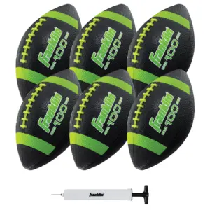Franklin Sports Junior Size Rubber Footballs | 6 Pack Deflated with Pump