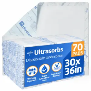 Medline Ultrasorbs Drypads | 30 x 36 | 25 Count | Super Absorbent Disposable Bed Pads | Large Incontinence Bed Pads | Chucks Protective Underpads | 10 Times More Absorbent | For Adults | Elderly