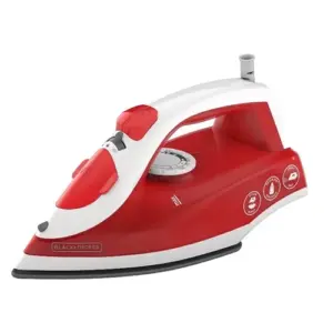 BLACK+DECKER Variable Control Compact Iron | TrueGlide Premium Nonstick Soleplate | Ergonomic Mist/Steam Burst | Red