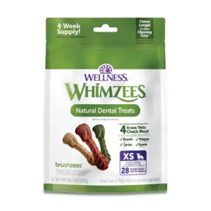 Wellness WHIMZEES Daily Brushzees Dog Dental Treats | Natural Chews | Small Size Stick | (14 Count) | 6 | 7.4 Ounce