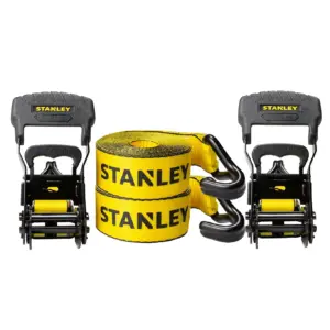 Stanley 2-Pack Ratchet Strap Kit / 1.5 ft. X 16 ft. / 3,300 lb Break Strength (Premium Edition)