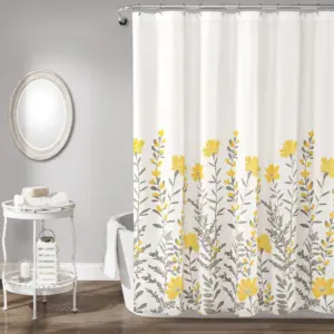 Lush Decor Aprile Collection Standard Fit Shower Curtain | Single Pack | Yellow