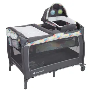 Baby Trend Lil Snooze Deluxe II Nursery Center Playard with Changer & Bassinet | Funfetti Grey