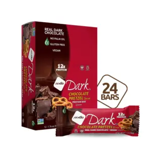 NuGo Dark Chocolate Pretzel & Sea Salt | 12g Protein | Vegan | Gluten Free | Kosher Pareve | 24 Count | 24ct Pretzel w/ Sea Salt