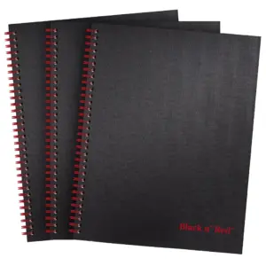 Black n' Red Hardcover Business Notebook | Twin Wire | 70 Sheets | 11 x 8.5 | 3 Pack
