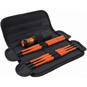 Klein 32288 8 Inch 1 Insulated Interchangeable Screwdriver Set w/ Carrying Pouch