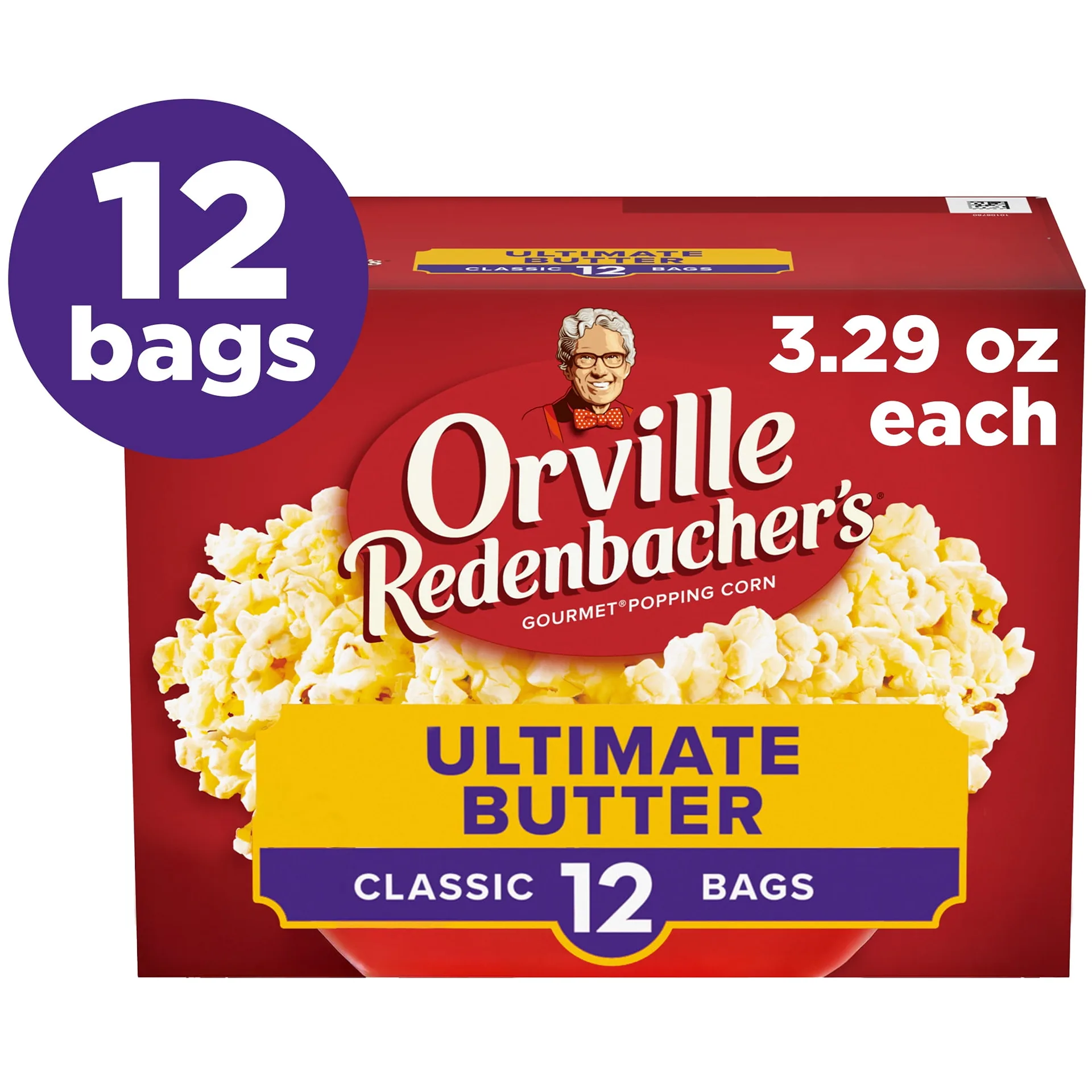 Orville Redenbacher’s Microwave Popcorn Value Size | Ultimate Butter Flavor | 3.29 Ounce. | 12-Count | Single | 39.490 Ounce | Extra Butter