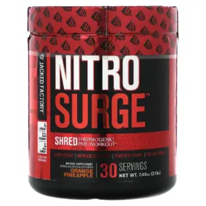Jacked Factory Nitro Surge | Shred Thermogenic Pre-Workout | Orange Pineapple | 7.4 Ounce (210 g)