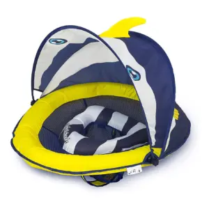 SwimSchool Perfect Fit BabyBoat w/ Sunshade Level 1 Fish Pool Float | Navy/White