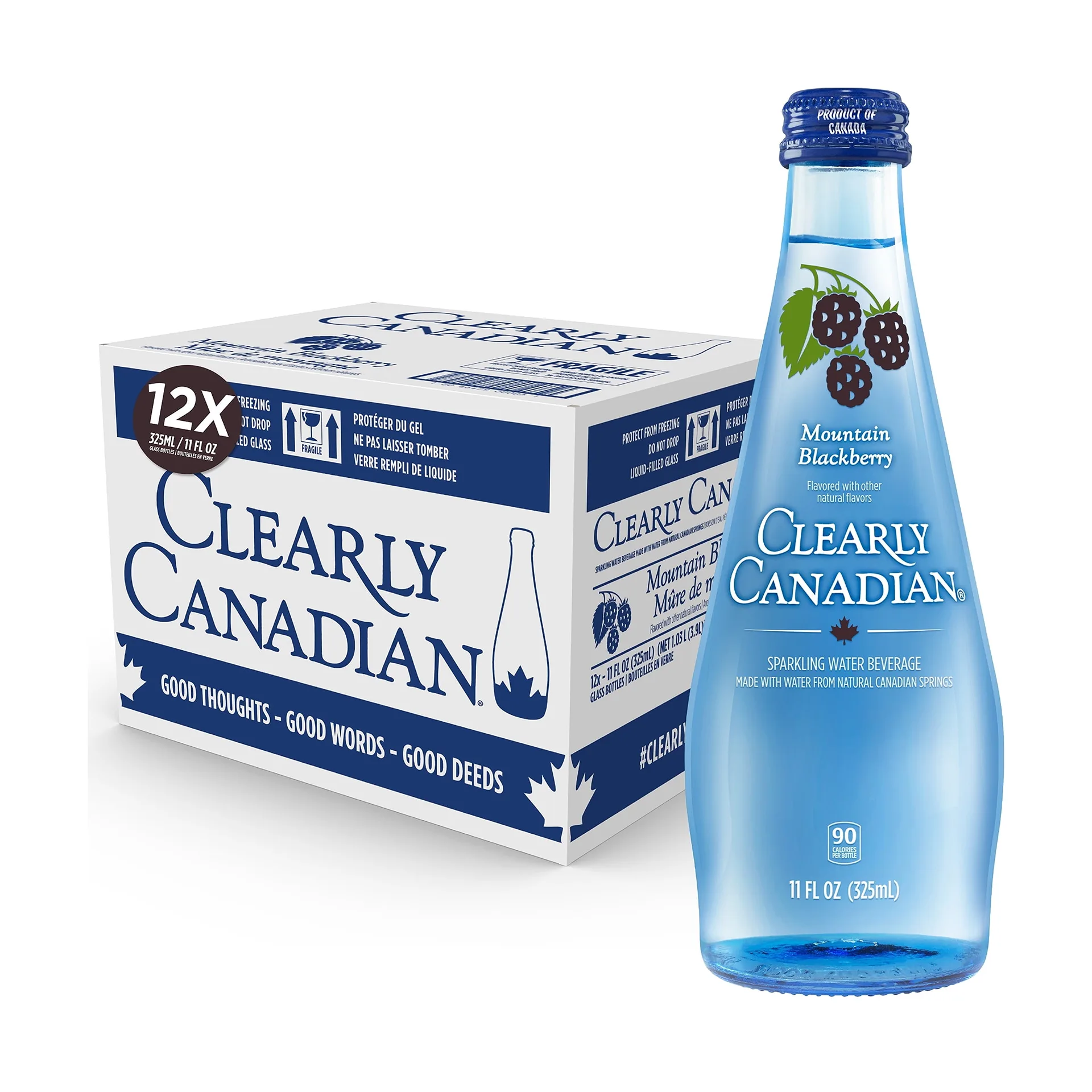 Clearly Canadian Mountain Blackberry Sparkling Water | 11 fl Ounce | Pack of 12