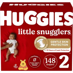 Huggies Size 3 Diapers | Little Snugglers Baby Diapers | Size 3 (16-28 lbs) | 136 Count | Packaging May Vary