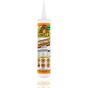 Gorilla Glue Clear Max Strength Construction Adhesive | 9 Ounce Cartridge | 1 Count | Single | 9 Ounce