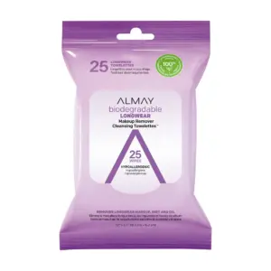 Almay Biodegradable Longwear Makeup Remover Cleansing Towelettes | 25 Count | Single | White