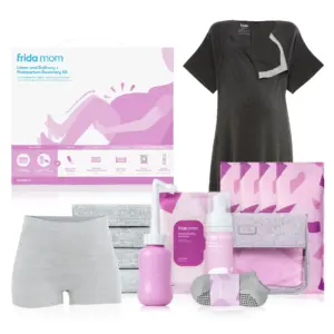 Frida Mom Labor | Delivery | & Postpartum Care Recovery Kit with Peri Bottle & Disposable Underwear for Women | 7 Count Gift Set