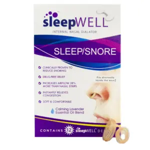 Sleepwell Sleep/Snore Internal Nasal Dilator for Snoring | Restful Sleep | Restore Sleep | Increase Airflow | Comfortable | Latex Free | Drug Free | Nasal Strips | 12 Count