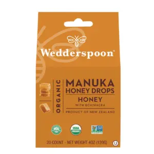 Wedderspoon Organic Manuka Honey Drops Honey | 20 Count | Single | 1 | Honey with Echinacea