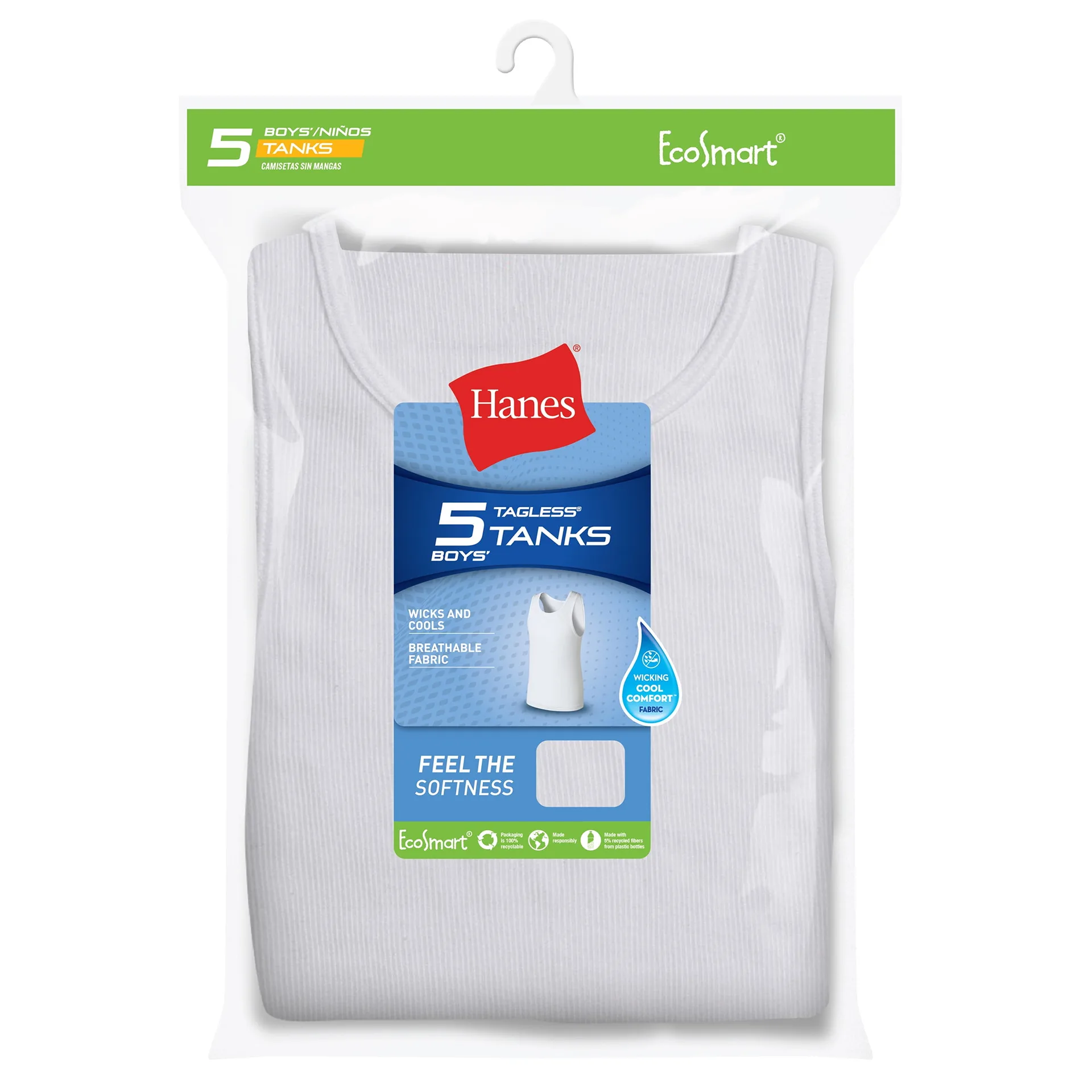 EcoSmart Boys' Tank | 5-Pack White S