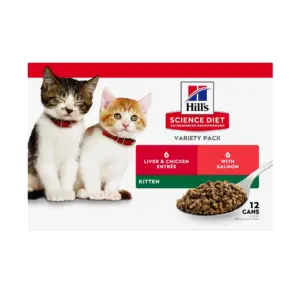 Hill's Science Diet Wet Cat Food Variety Pack for Kittens | 2.9oz Can 12pk | Variety Pack (6 Liver and Chicken | 6 Salmon) | 2.9oz (12pk)