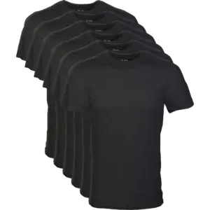 Gildan Adult Men's Short Sleeve Crew T-Shirt | 6-Pack | Sizes S-2XL | M | Black