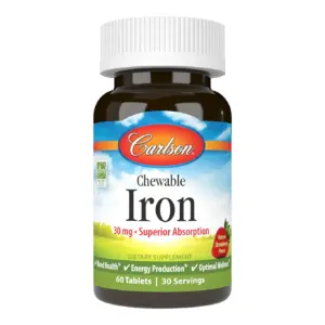 Carlson Labs | Chewable Iron Superior Absorption Natural Strawberry 30 mg. | 60 Tablets | 3.80