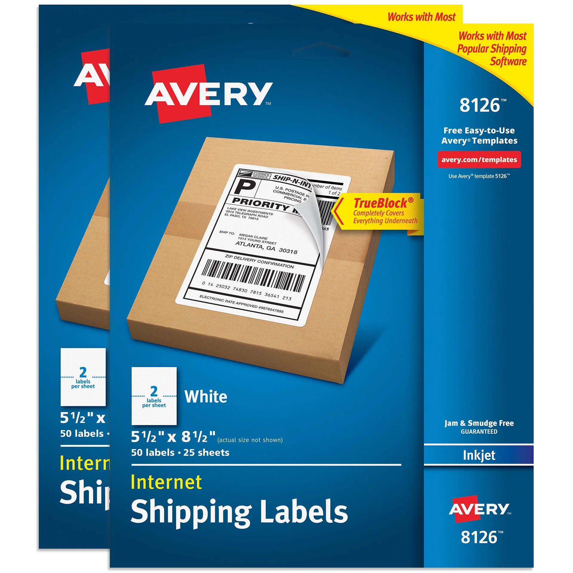 Avery Shipping Labels | 5.5 x 8.5 | White | 100 Labels (8126)