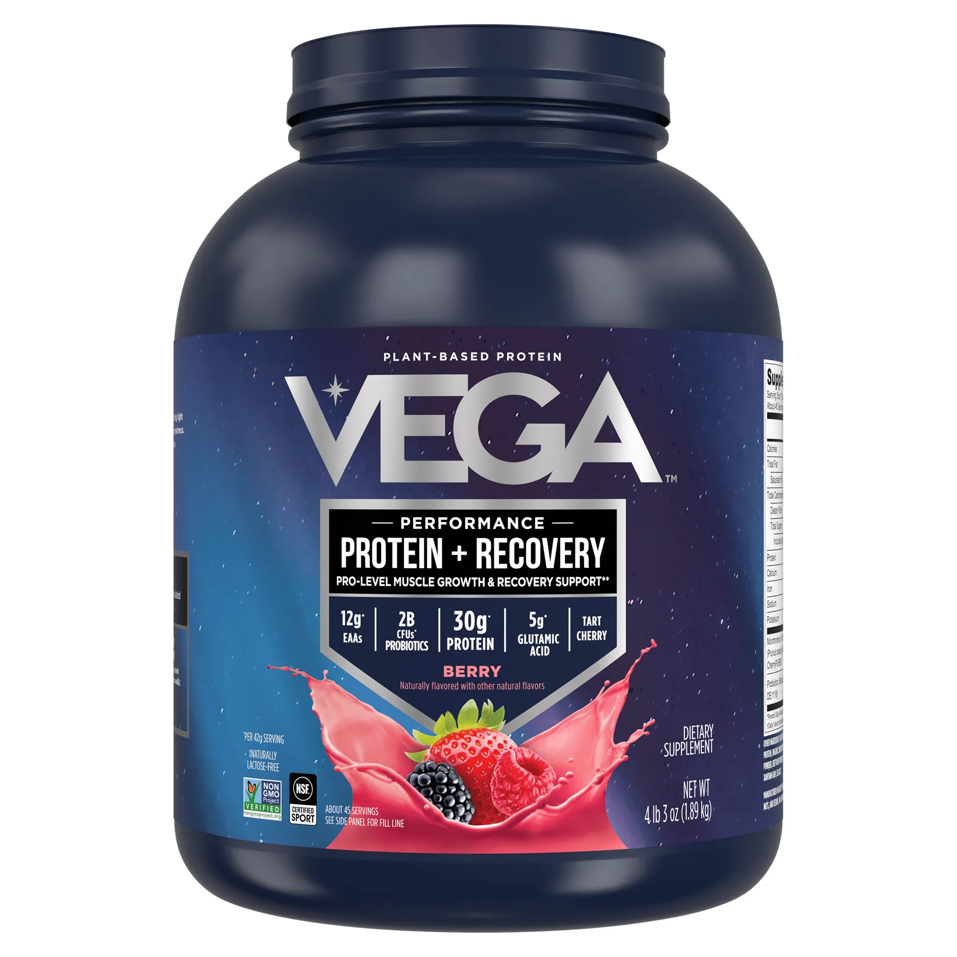 Vega Plant-Based Protein | Performance Protein + Recovery | Berry | 4 lb 3 Ounce (1.89 kg)