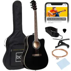Best Choice Products 41in Full Size Beginner Acoustic Guitar Set with Case | Strap | Capo | Strings | Black