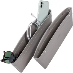 LUSSO GEAR 2 Inch 1 Car Seat Gap Organizer | Universal Fit | Storage Pockets Adjust | 2 Set Car Seat Crevice Storage Box | Helps Reduce Distracted Driving Holds Phone Money Cards Keys | Gray