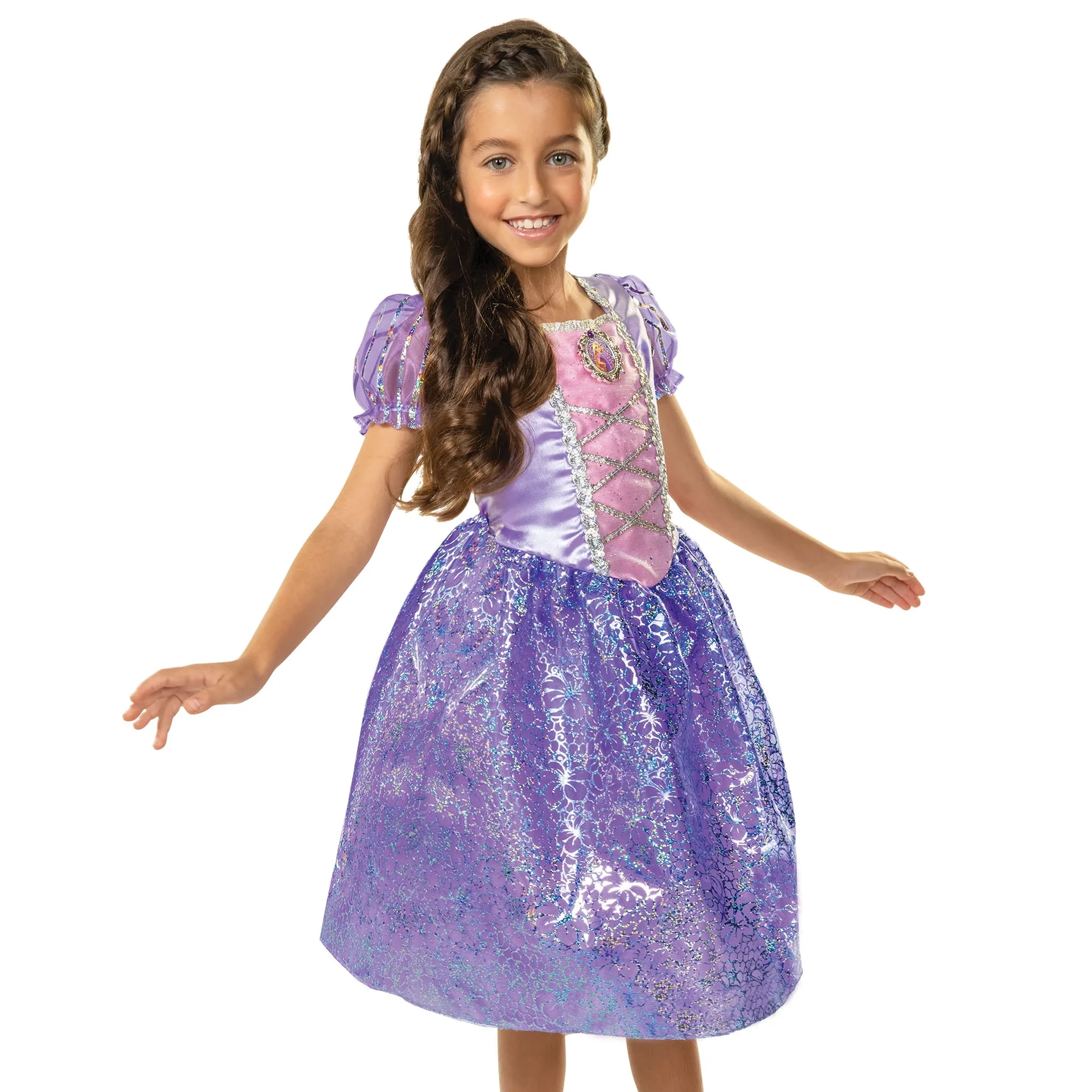 Disney's Tangled Rapunzel Purple Play Dress Outfit for Female Child Size 4-6X (Premium Edition)